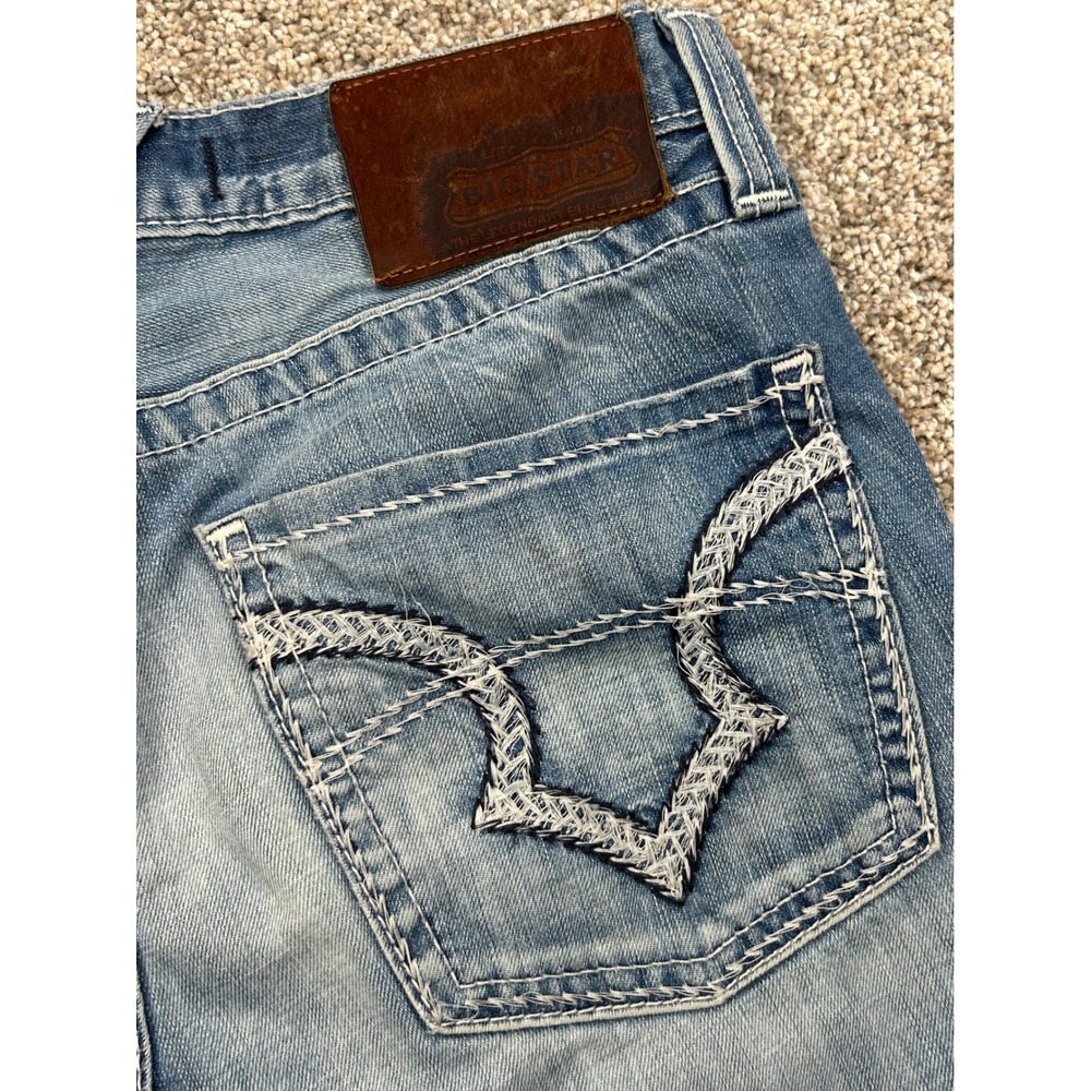 Big Star Union Slim Straight Jeans Buckle Exclusive Medium Wash Mens 32R #0814
